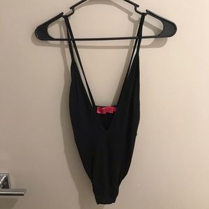 Boohoo Black Deep V Body Suit